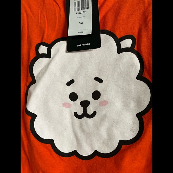 BT21 Tops - BTS RJ Jin T-Shirt Size Small LINE Orange NWT